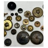 Collection of Antique & Vintage Metal and Brass Buttons with Intricate Designs