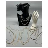 Assorted Collection of Gold and Silver Tone Necklaces and Bracelets including Monet and Kremenz