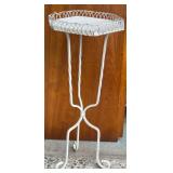 Vintage White Metal Plant Stand with Twisted Legs