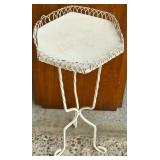 Vintage White Metal Plant Stand with Twisted Legs