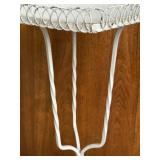 Vintage White Metal Plant Stand with Twisted Legs