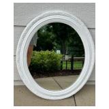 Large Oval Decorative Wall Mirror with White Ornate Frame