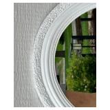 Large Oval Decorative Wall Mirror with White Ornate Frame