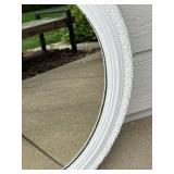Large Oval Decorative Wall Mirror with White Ornate Frame