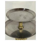 Two tiered Serving Cake, Appetizer, Cupcake Tray Gold & Silver Ornate Wedding Event Serving Piece