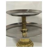 Two tiered Serving Cake, Appetizer, Cupcake Tray Gold & Silver Ornate Wedding Event Serving Piece