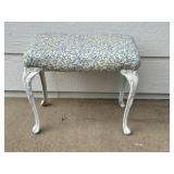 Upholstered Bench with Ornate White Cast Iron Metal Legs W/ Eagle Claw Feet
