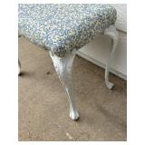 Upholstered Bench with Ornate White Cast Iron Metal Legs W/ Eagle Claw Feet