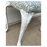 Upholstered Bench with Ornate White Cast Iron Metal Legs W/ Eagle Claw Feet