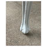 Upholstered Bench with Ornate White Cast Iron Metal Legs W/ Eagle Claw Feet