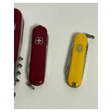 Collection of 5 Victorinox Swiss Army Pocket Knives with Sheaths