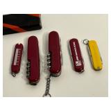 Collection of 5 Victorinox Swiss Army Pocket Knives with Sheaths
