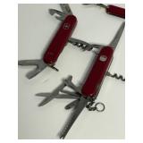 Collection of 5 Victorinox Swiss Army Pocket Knives with Sheaths