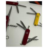 Collection of 5 Victorinox Swiss Army Pocket Knives with Sheaths
