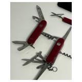 Collection of 5 Victorinox Swiss Army Pocket Knives with Sheaths