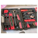 Tool Set - Hammer, Level, Screwdrivers, Driver Bits, Pliers, Wrenches, Utility Knife, Tape Measure with Case Tool Set - Hammer, Level, Screwdrivers, Driver Bits, Pliers, Wrenches, Utility Knife, Tape Measure with Case