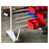 Rolling Parts Organizer Rack with (36) Assorted Plastic Storage Bins, Contents of Bins Rolling Parts Organizer Rack with (36) Assorted Plastic Storage Bins, Contents of Bins