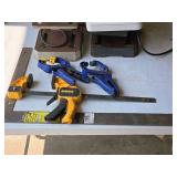 (3) Assorted Hand Clamps and (1) Carpenter Square (3) Assorted Hand Clamps and (1) Carpenter Square