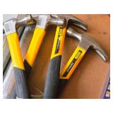 Lot of (4) Stanley® Fiberglass Claw Hammers Lot of (4) Stanley® Fiberglass Claw Hammers