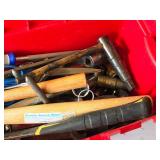 Plastic Tool Box with Assorted Hand Tools - Hammers, Handles, Screwdrivers, Mallet, Scissors, Adjustable Wrench, Putty Knife, Measure Stick, Sockets, Harware Plastic Tool Box with Assorted Hand Tools - Hammers, Handles, Screwdrivers, Mallet, Scissors, Adjustable Wrench, Putty Knife, Measure Stick, Sockets, Harware
