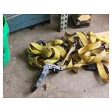 Lot of (1 Bucket) (2) Heavy Duty Ratchet Straps, () Extra Ratchet Lot of (1 Bucket) (2) Heavy Duty Ratchet Straps, () Extra Ratchet