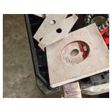 Assorted Grinding Wheels, Assorted Saw Blades, (2) DeWalt Tool Cases (empty)