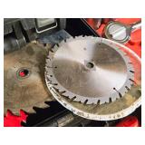 Assorted Grinding Wheels, Assorted Saw Blades, (2) DeWalt Tool Cases (empty)