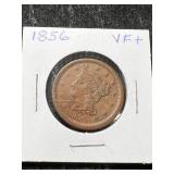 1856 US BRAIDED HAIR LARGE CENT VF+