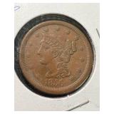 1856 US BRAIDED HAIR LARGE CENT VF+