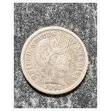 1892 US BARBER DIME VF