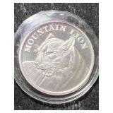 1 TROY OZ .999 FINE SILVER MOUNTAIN LION ROUND