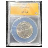 1995-D US KENNEDY HALF DOLLAR ANACS MS66