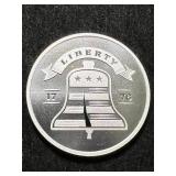 1 TROY OZ .999 FINE SILVER LIBERTY ROUND
