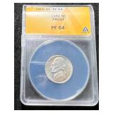 1950 US PROOF JEFFERSON NICKEL ANACS PF64