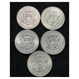 GROUP OF 5 US 40% SILVER KENNEDY HALF DOLLARS
