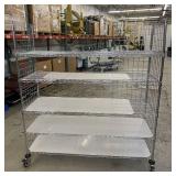 MSRP $2400 Like New High Quality Heavy Duty Technibilt Shelving System TSS 5 Tier Stainless Steel Chrome Finish NSF Wire Storage Cart Truck With Locking Casters & Bumper Guards 80"x72"x24" *Up to  MSRP $2400 Like New High Quality Heavy Duty Technibilt Shelving System TSS 5 Tier Stainless Steel Chrome Finish NSF Wire Storage Cart Truck With Locking Casters & Bumper Guards 80"x72"x24" *Up to