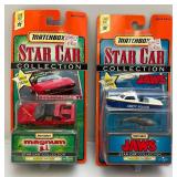 Vintage Matchbox STAR CAR Collection Miniature Die Cast Cars Including Adam-12, Animal House, Jaws And Magnum P.I. (NIB)
