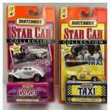 Vintage Matchbox STAR CAR Collection Miniature Die Cast Cars Including Grease, Happy Days, Mash & Taxi (NIB)