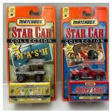 Vintage Matchbox STAR CAR Collection Miniature Die Cast Cars Including Grease, Happy Days, Mash & Taxi (NIB)