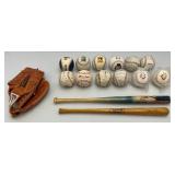 Misc. Baseball Collectible Items Including Signed Baseballs With Nolan Ryan, Mini Bats And More