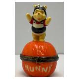 Vintage Disney Honey Bee Winnie The Pooh Boo! Hinged Trinket Box 3"