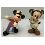 Vintage Collectible Disney Mickey Mouse Safari Explorer Porcelain 5" Figurine & Cruise Lines Mickey 4 1/2" Photo Holder (Leg Repaired) Unnoticeable With Picture In Place