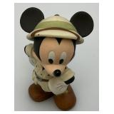 Vintage Collectible Disney Mickey Mouse Safari Explorer Porcelain 5" Figurine & Cruise Lines Mickey 4 1/2" Photo Holder (Leg Repaired) Unnoticeable With Picture In Place