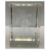 Est. $150.00 - $300.00 Limited Edition 1/4500 Walt Mickey Mouse Millenium Crystal Cube Disney World 2000 Laser Cut In Wooden Display Box With COA