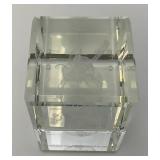 Est. $150.00 - $300.00 Limited Edition 1/4500 Walt Mickey Mouse Millenium Crystal Cube Disney World 2000 Laser Cut In Wooden Display Box With COA