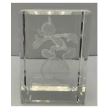 Est. $150.00 - $300.00 Limited Edition 1/4500 Walt Mickey Mouse Millenium Crystal Cube Disney World 2000 Laser Cut In Wooden Display Box With COA