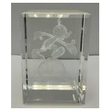 Est. $150.00 - $300.00 Limited Edition 1/4500 Walt Mickey Mouse Millenium Crystal Cube Disney World 2000 Laser Cut In Wooden Display Box With COA