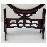 Vintage Chinese Panda Silk Embroidery With Carving Solid Wood 14" x 9 3/8"