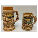 Vintage Mid Century Made In Japan Mount Rushmore & Sea World Steins