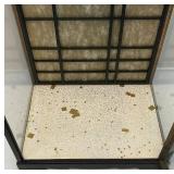 Vintage Oriental geisha Doll 17" With Glass And Wood Display Case (Has One Broken Glass Panel)